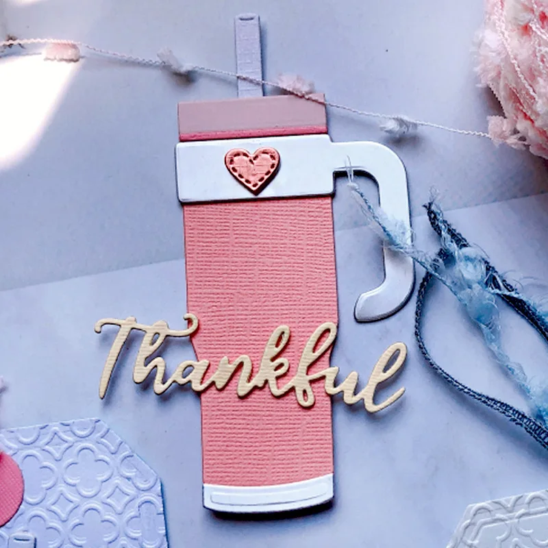 Assorted Lace Border Water Cup Floral Thankful Word Metal Cutting Dies Set Stencil For DIY Scrapbooking Paper Craft Embossing