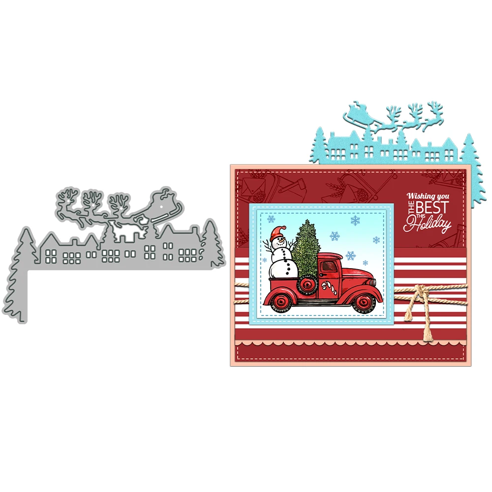MangoCraft Winter Christmas Series Border Cutting Dies DIY Scrapbooking Supplies Metal Dies Knife Mold For Cards Albums Decor