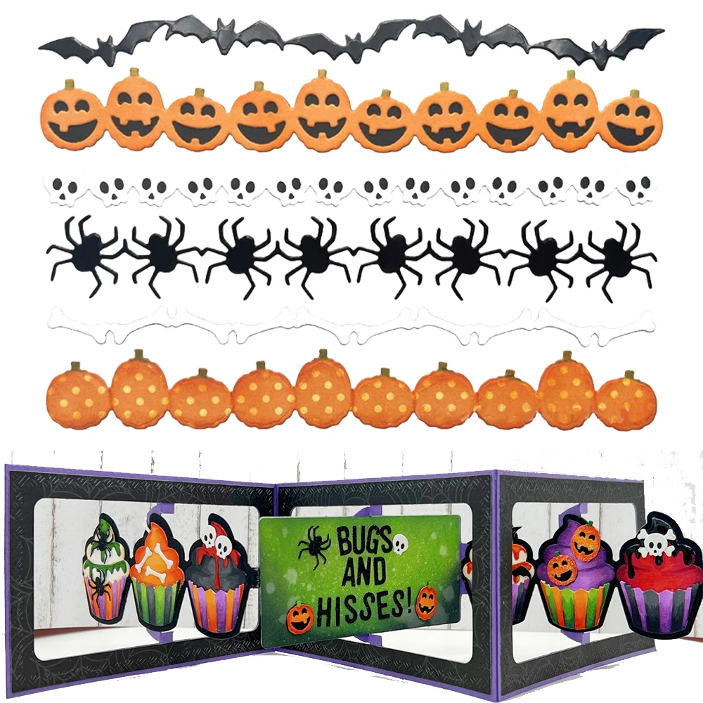 Halloween Pumpkin Spider Bats Border Metal Cutting Dies DIY Card Album Making Scrapbooking Crafts Stencil New 2023