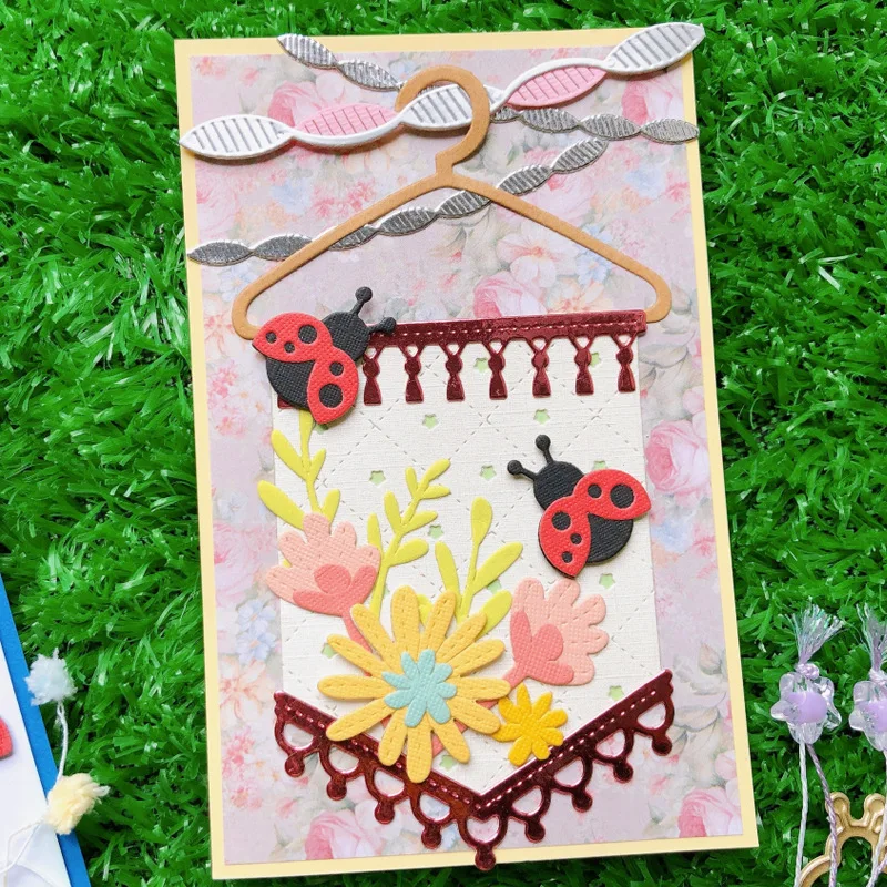 Flower Border Hanger Mushroom Butterfly Book Frame Apple Teacup Metal Cutting Dies Set for Scrapbooking Card Making DIY Paper