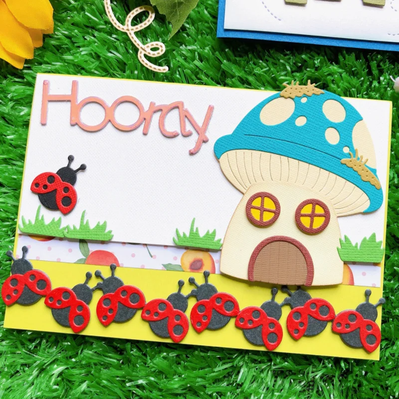 Flower Border Hanger Mushroom Butterfly Book Frame Apple Teacup Metal Cutting Dies Set for Scrapbooking Card Making DIY Paper