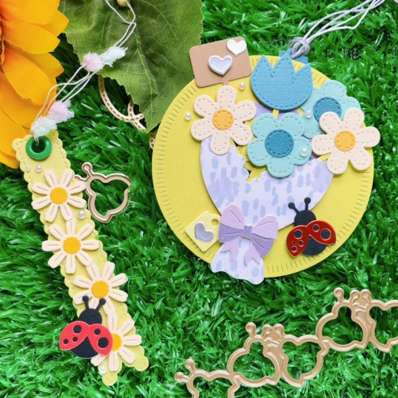 Flower Border Hanger Mushroom Butterfly Book Frame Apple Teacup Metal Cutting Dies Set for Scrapbooking Card Making DIY Paper
