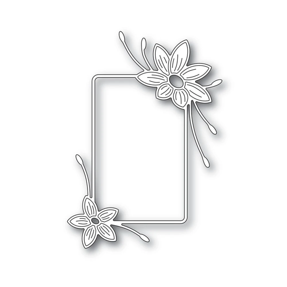 Flowers Decorate Rectangular Borders Metal Cutting Dies Embossing Diecut for Diy Card Making Scrapbooking Crafting Supplies