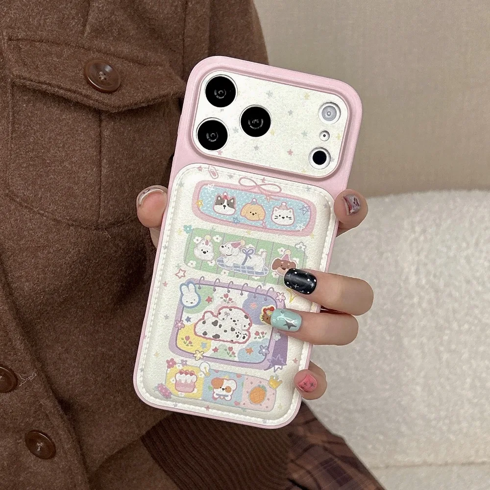 Cute Cartoon Dog Pattern Phone Case for iPhone 14 15 16 17 Pro Max Protective Cover