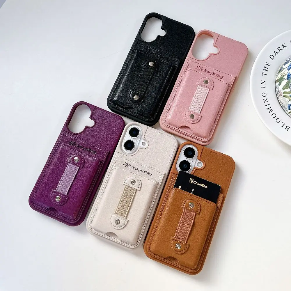 Solid Color Leather Phone Case for iPhone Air 17e 16e 15 14 Plus 13 12 Pro Max with Back Support Magnetic Charging