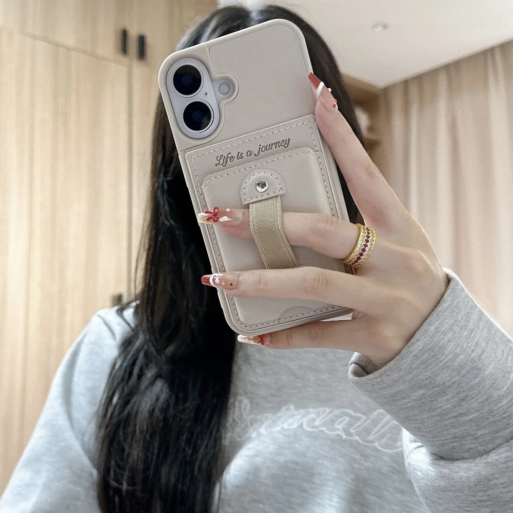 Solid Color Leather Phone Case for iPhone Air 17e 16e 15 14 Plus 13 12 Pro Max with Back Support Magnetic Charging