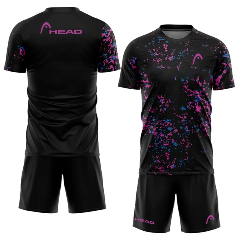 Fashion Breathable Men's Tennis Sportswear Outdoor Sports Badminton Training Clothes Summer Running Loose Sets Short Sleeve Suit