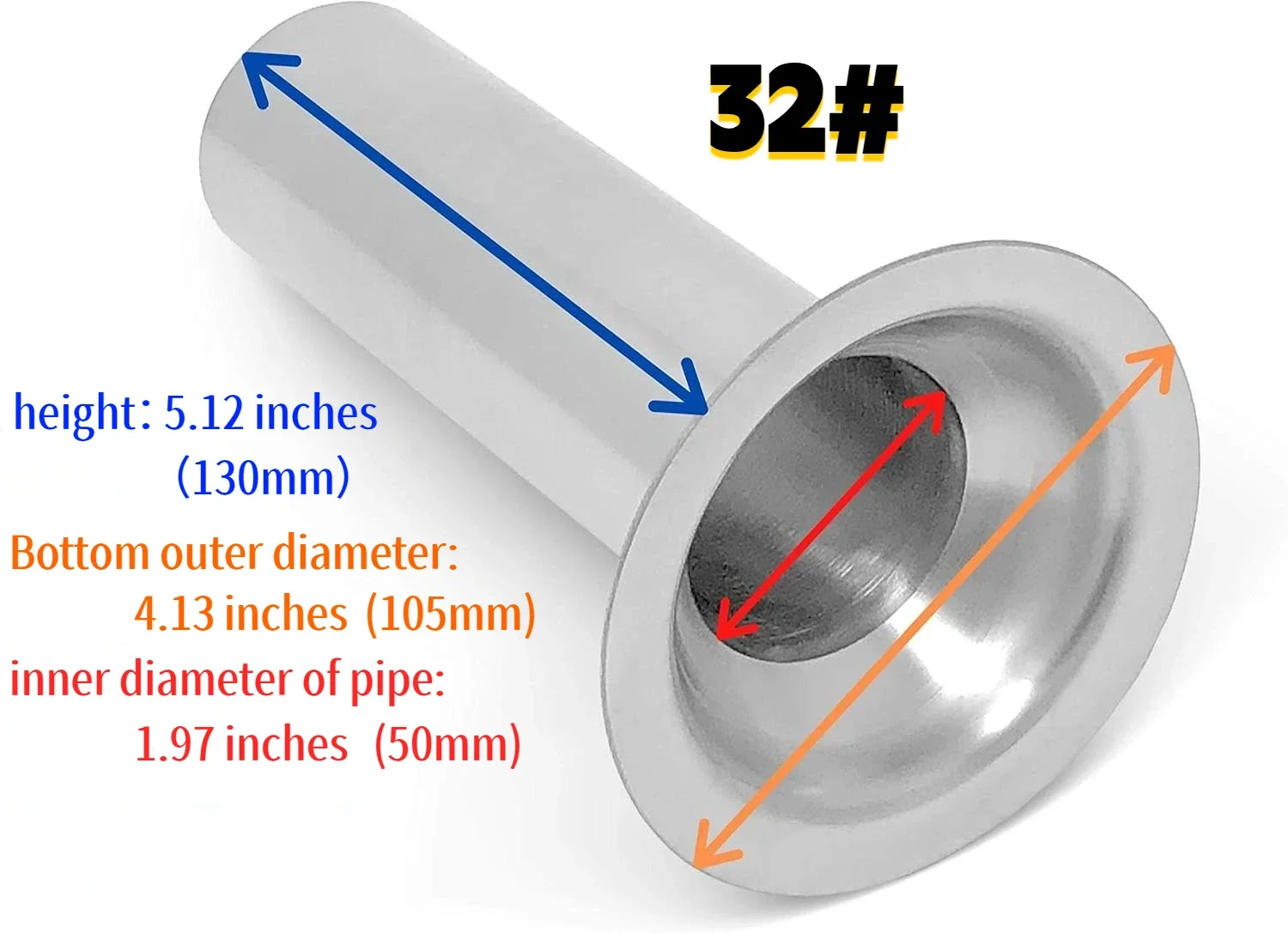 22 # 32 # Meat Grinder Stainless Steel Sausage Tube 50mm/2-Inch Large-Diameter Meat Bag Filling Tube, Food Grinder Accessories