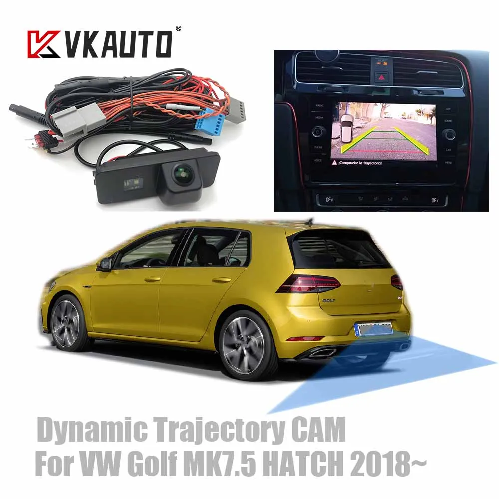 VKAUTO Canbus Dynamic Trajectory Camera For VW Golf MK7 Hatch 2017 2018 2019 Parking backup Camera Work With Factoy Unit