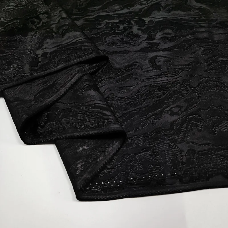 Blue Black Double-sided 3D Texture Jacquard Fabric Retro Dress Suit Windbreaker Diy Sewing Designer Fabric