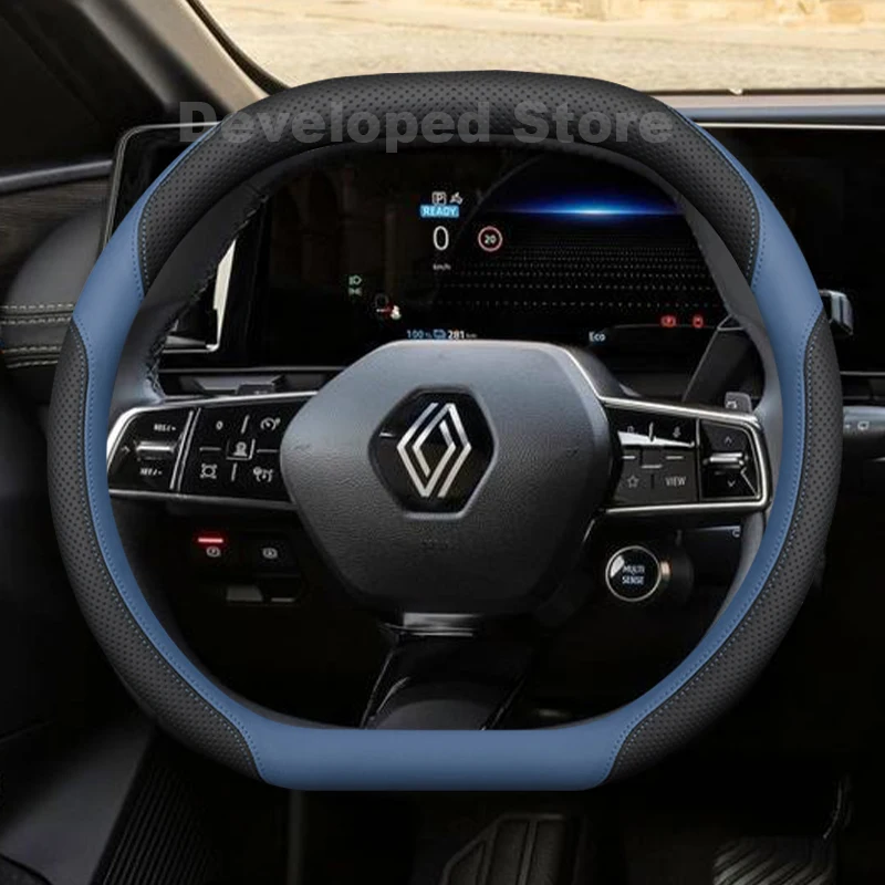 Car Steering Wheel Cover For Renault 5 e tech Megane e tech 2022-2026 Leather double D-type Auto Steering Wheel Accessories