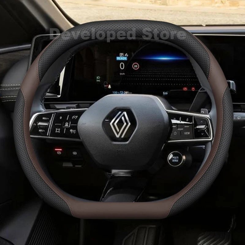 Car Steering Wheel Cover For Renault 5 e tech Megane e tech 2022-2026 Leather double D-type Auto Steering Wheel Accessories