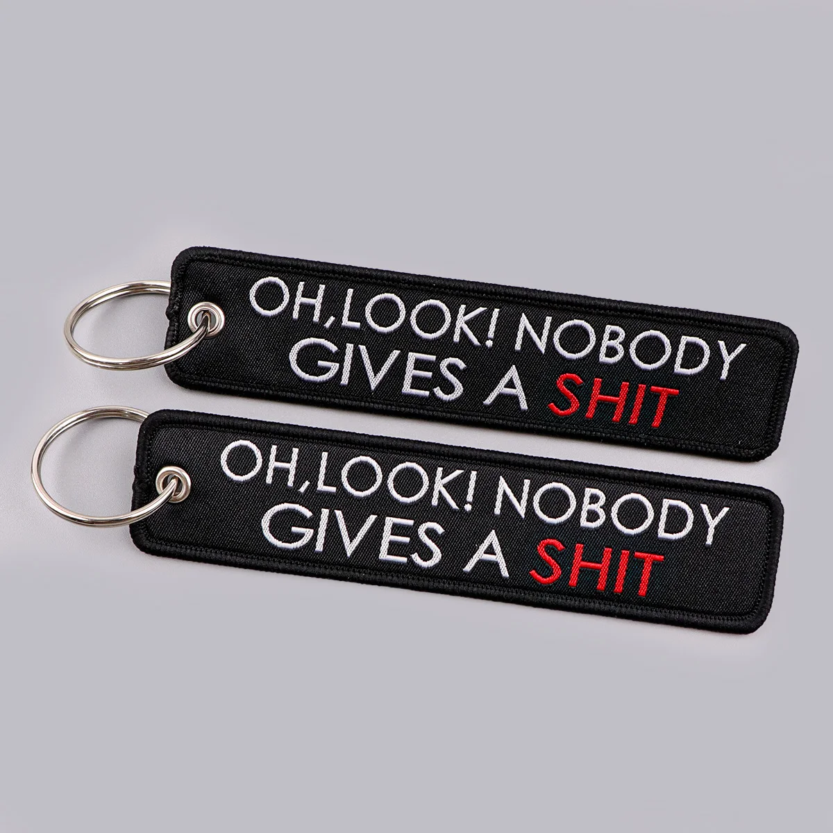 Quote Phrase Words Embroidery Key Fob Balck Keyring For Cars Backpack Chaveiro Keychain Fashion Gifts for Men Women Accessories