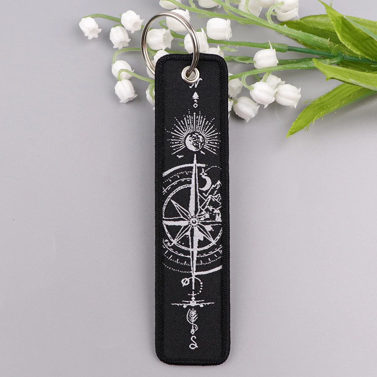 Quote Phrase Words Embroidery Key Fob Balck Keyring For Cars Backpack Chaveiro Keychain Fashion Gifts for Men Women Accessories