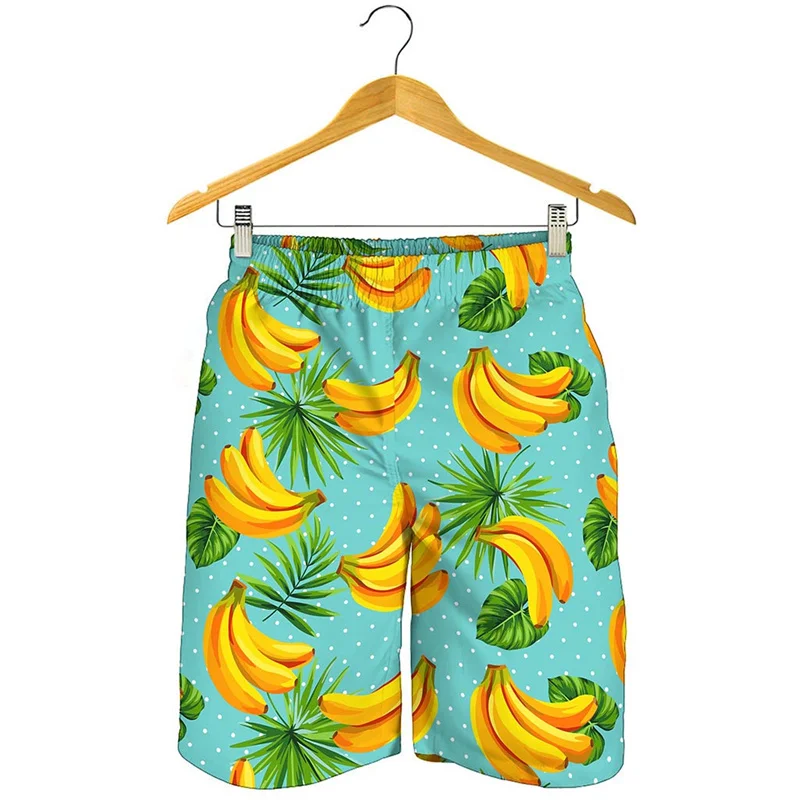 Banana 3D Print Beach Shorts Men Summer Tropical Fruit Swimming Trunks Quick Dry Surf Board Shorts Oversized Casual Swimwear