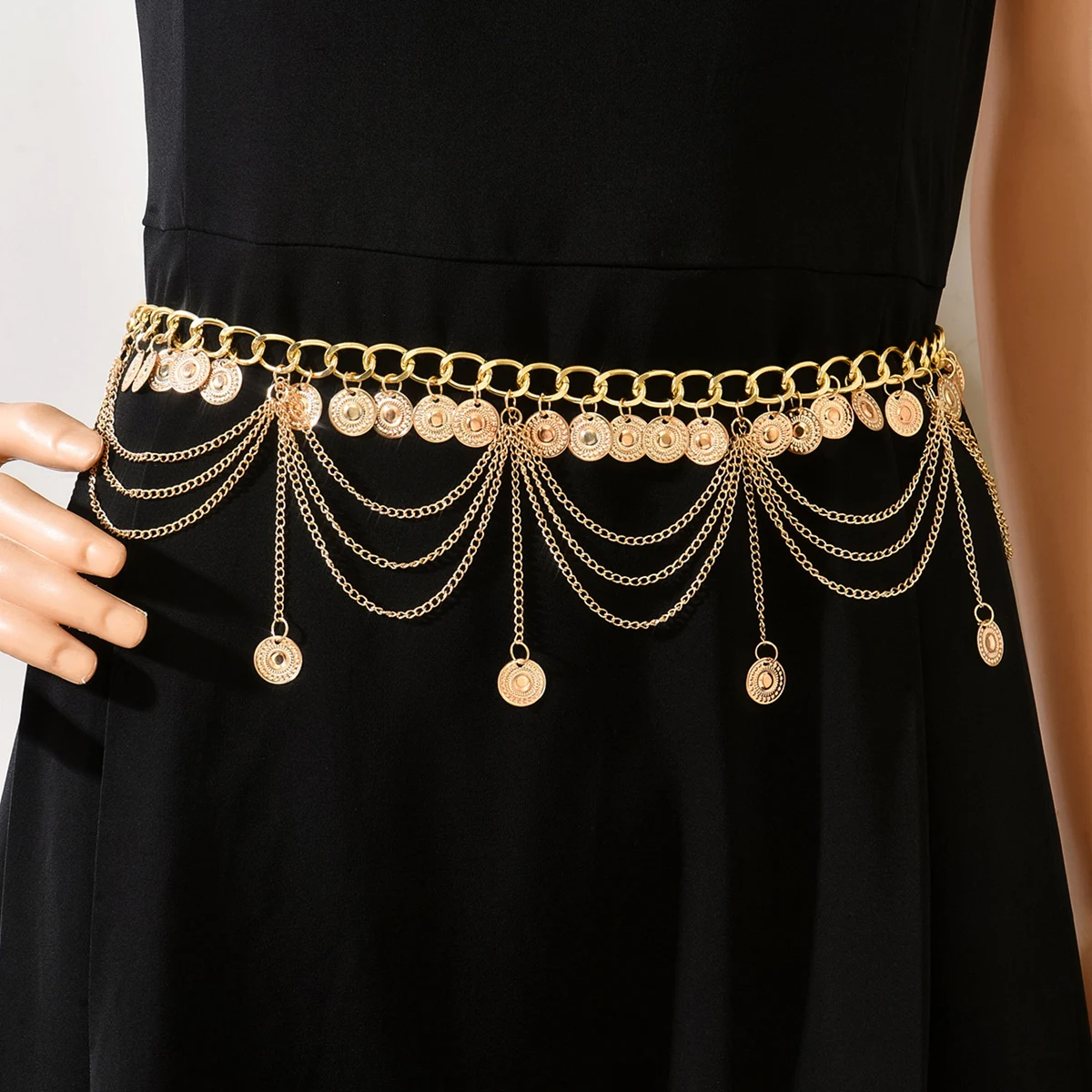 New Fashion Belly Dance Waist Chain For Women Elegant Gold Color Coin Tassel Waist Necklace Skirt Chains Jewelry Belt