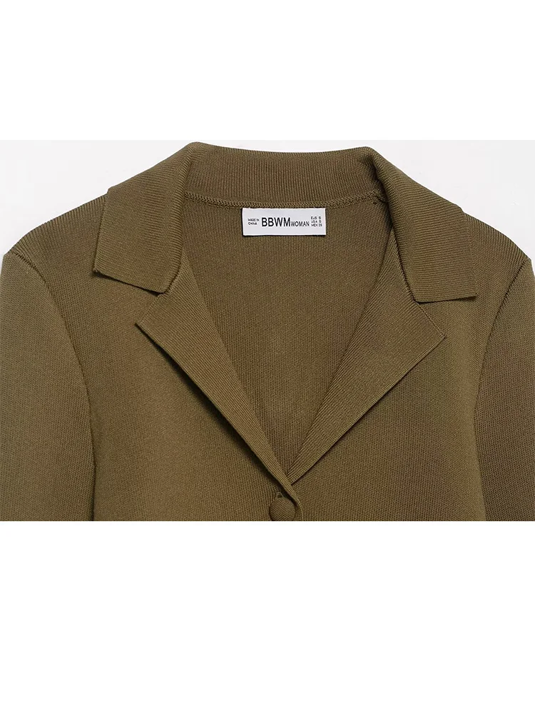 HH Women Autumn Winter Fashion Warm Solid Two-piece Set Long Sleeve Belt Single-breasted Knitted Coat+Split Hem Midi Skirt Set