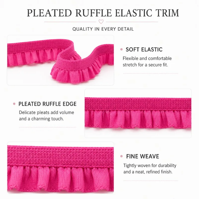 5/10/20M 10mm Pleated Elastic Band Baby Hairband Bow Trim Skirt Ruffle Edging Shoe Belt Stretch Lace Garment Sewing Accessories
