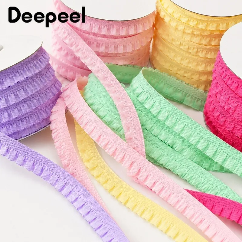 5/10/20M 10mm Pleated Elastic Band Baby Hairband Bow Trim Skirt Ruffle Edging Shoe Belt Stretch Lace Garment Sewing Accessories