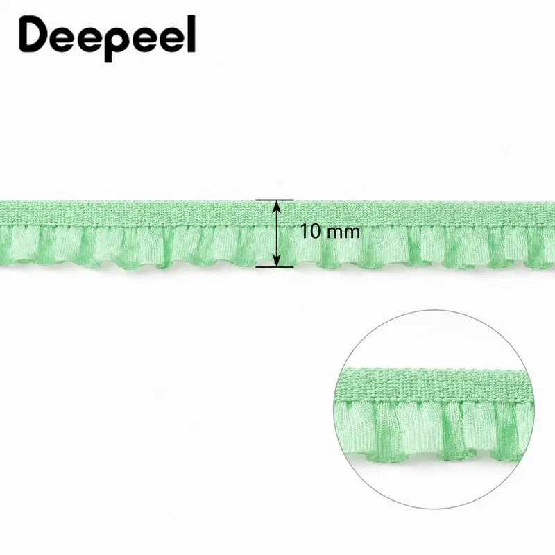 5/10/20M 10mm Pleated Elastic Band Baby Hairband Bow Trim Skirt Ruffle Edging Shoe Belt Stretch Lace Garment Sewing Accessories