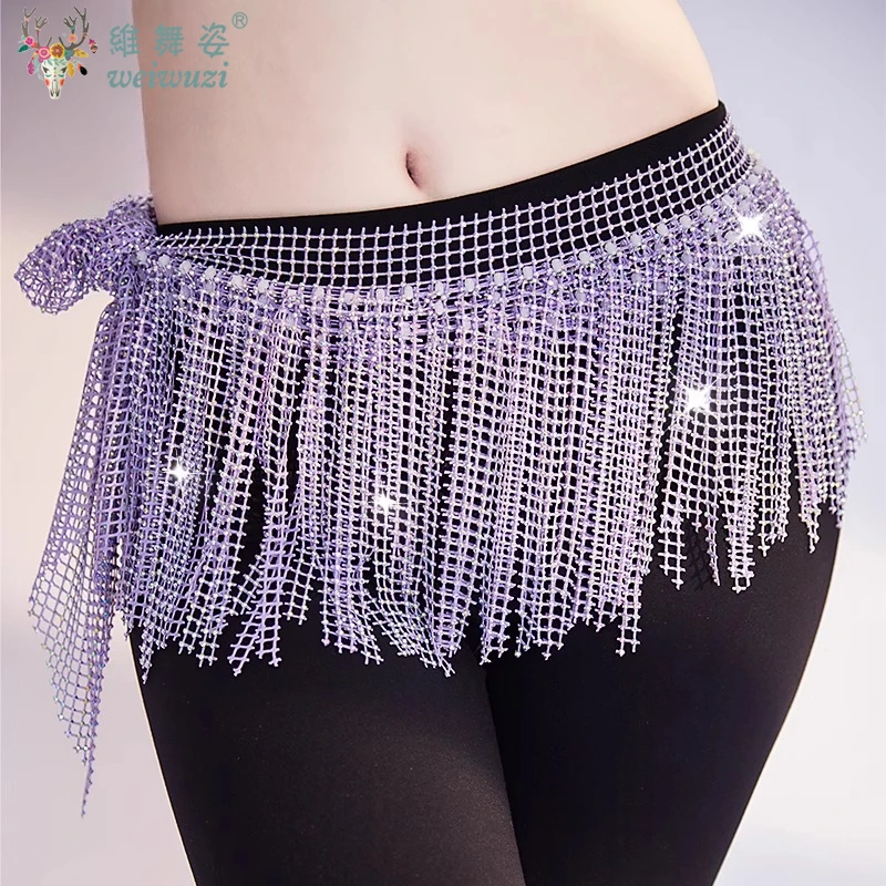 New Women Shiny Belly Dance Waist Chains Oriental Bellydance Indian Dance Costume Accessories Tassel Multilayer Hip Scarf Skirts