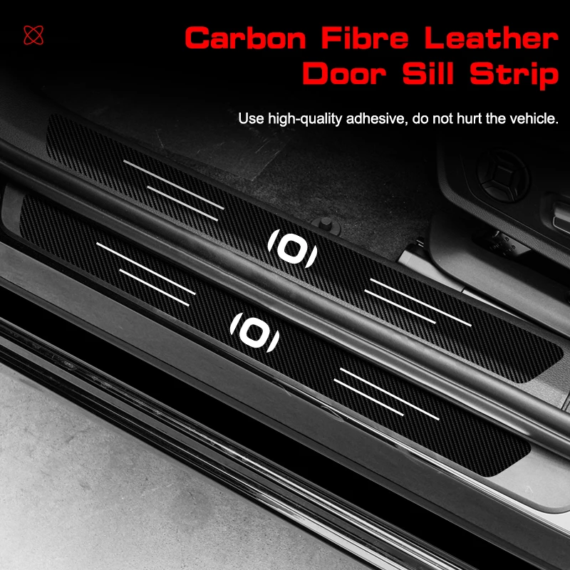4Pcs Carbon Fiber Car Door Sill Protector Welcome Pedal Decoration Leather Stickers for Changan QiYuan A05 A07 Q05 Q07 E07