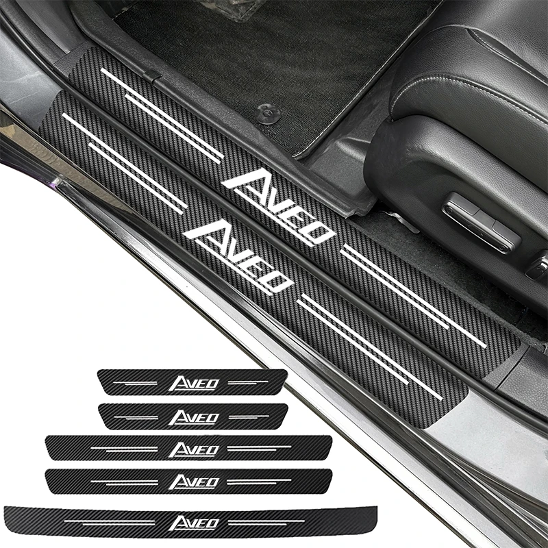 Carbon Fiber Car Door Threshold Sill Protector Trunk Stickers For Chevrolet AVEO Logo Car Accessories