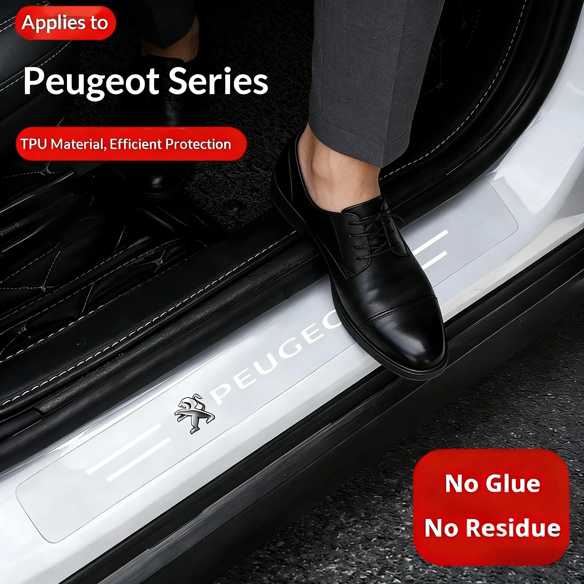 4Pcs Transparent Car Door Sill Protector For Peugeot 2008 308 3008 4008 5008 Scratch Resistant Door Threshold Stickers