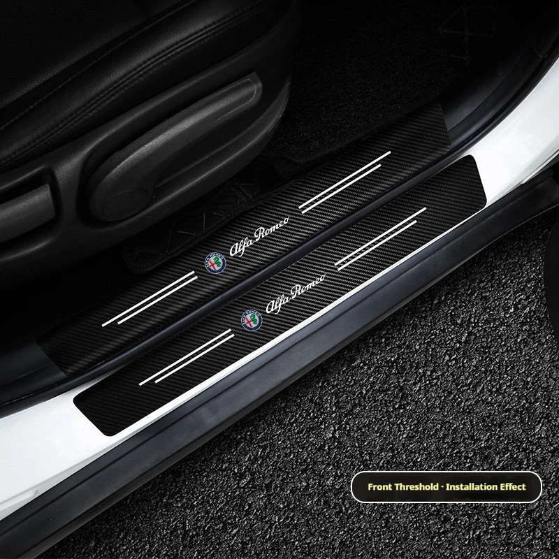 1/4/5Pcs Car Door Sill Scuff Plate Decor Carbon Fiber Stickers For Alfa Romeo 4C 159 Spider Giulia Giulietta 156 Tonale Mito 147