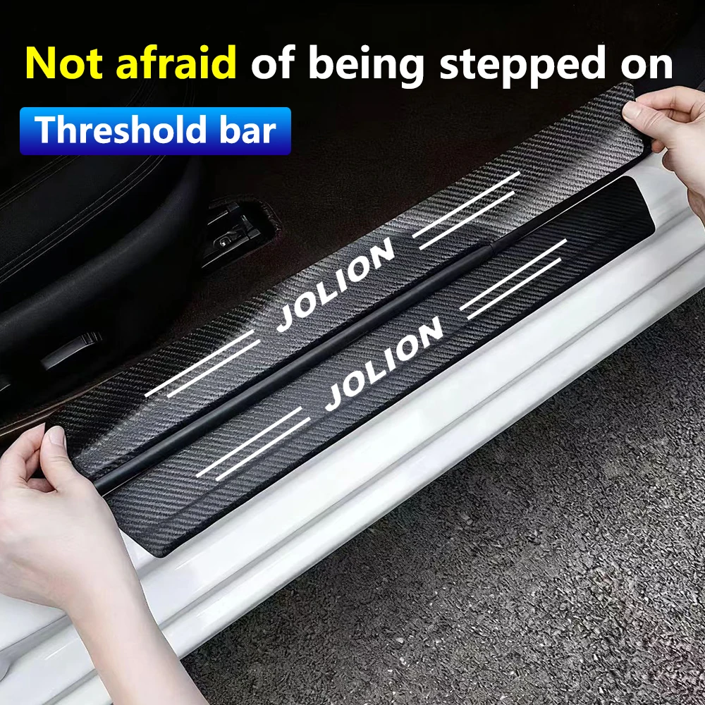 4pcs Car Door Sill Protector Stickers Carbon Fiber Threshold Strip For Haval JOLION Door Entry Guard