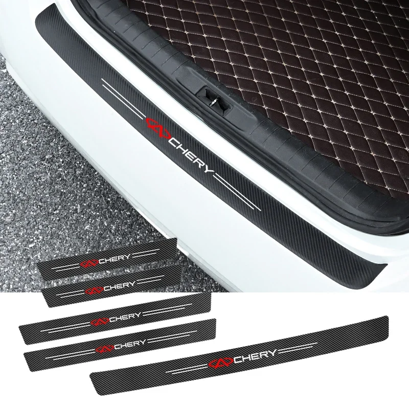 Car Door Sill Protector Carbon Fiber Pattern Anti-Scratch Door Entry Sticker For Chery Tiggo 5x 7 8 8 Pro 3x Arrizo 5 Arrizo 8