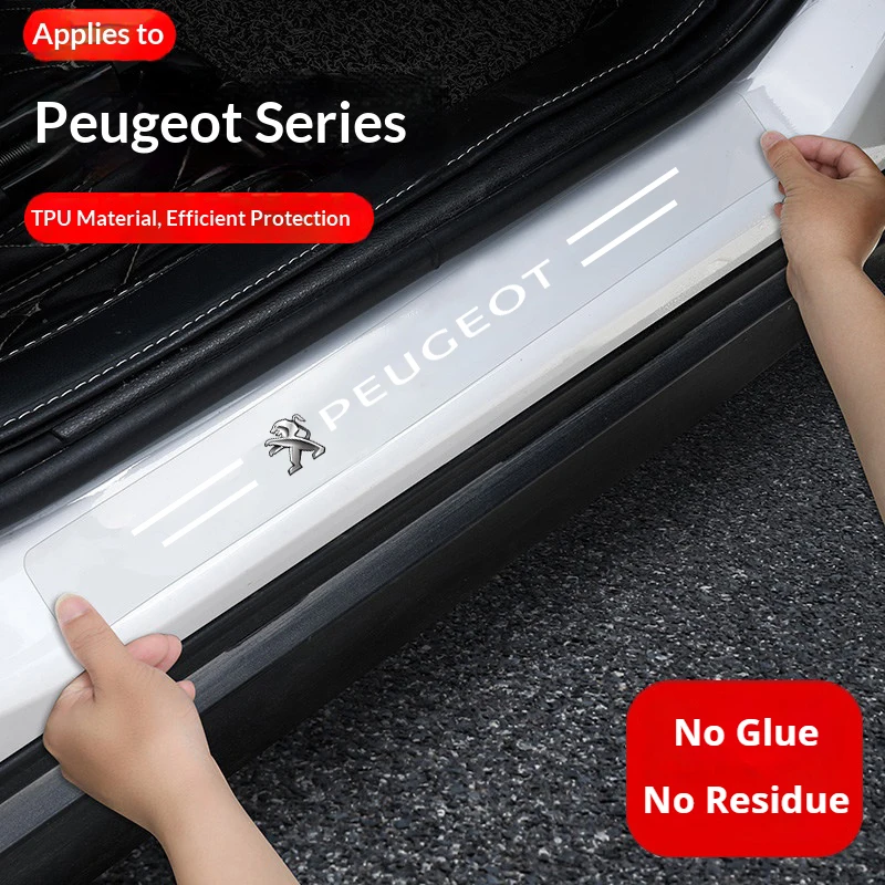 Car Door Sill Scuff Covers   Guards Protector Scratch Decoration For Peugeot 206 207 208 301 307 308  408 508 607 2008 30085008