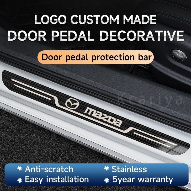Car Stainless Steel Door Sill Scuff Plate for Mazda Axela Atenza 3 2 6 CX3 CX5 CX30 CX8 CX9 MX5 RX7 RX8 SKYACTIV accessories