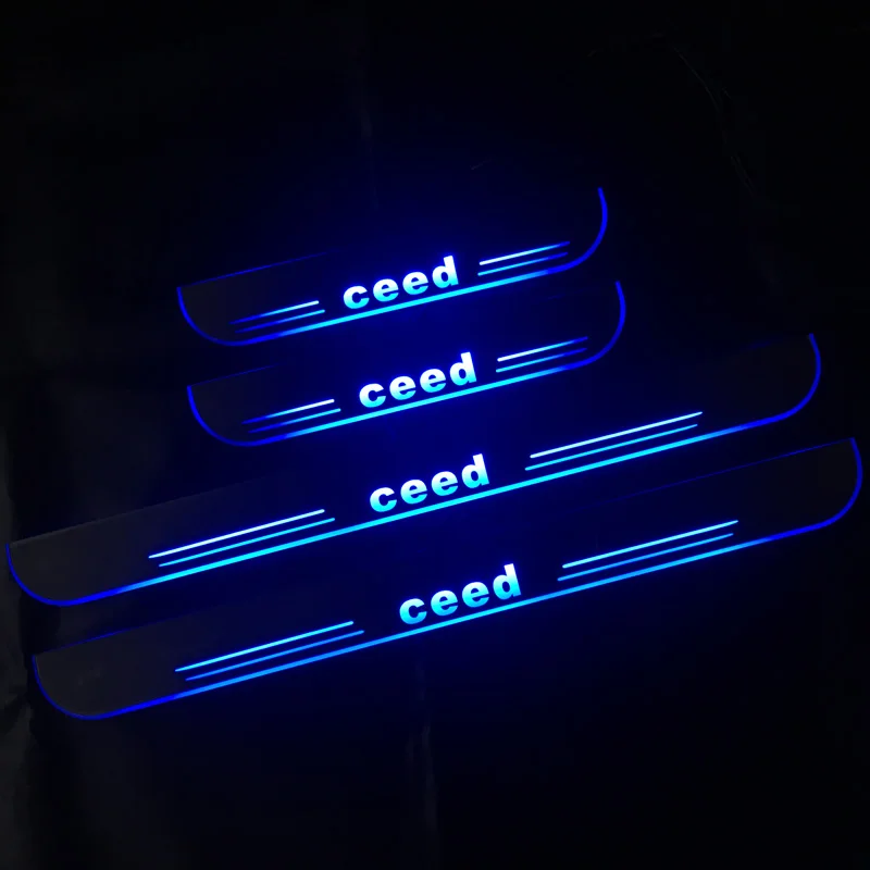 Car LED Door Sill Scuff Plate For Kia Ceed 2015-2018 Exterior Parts Pathway Moving Welcome Pedal Light