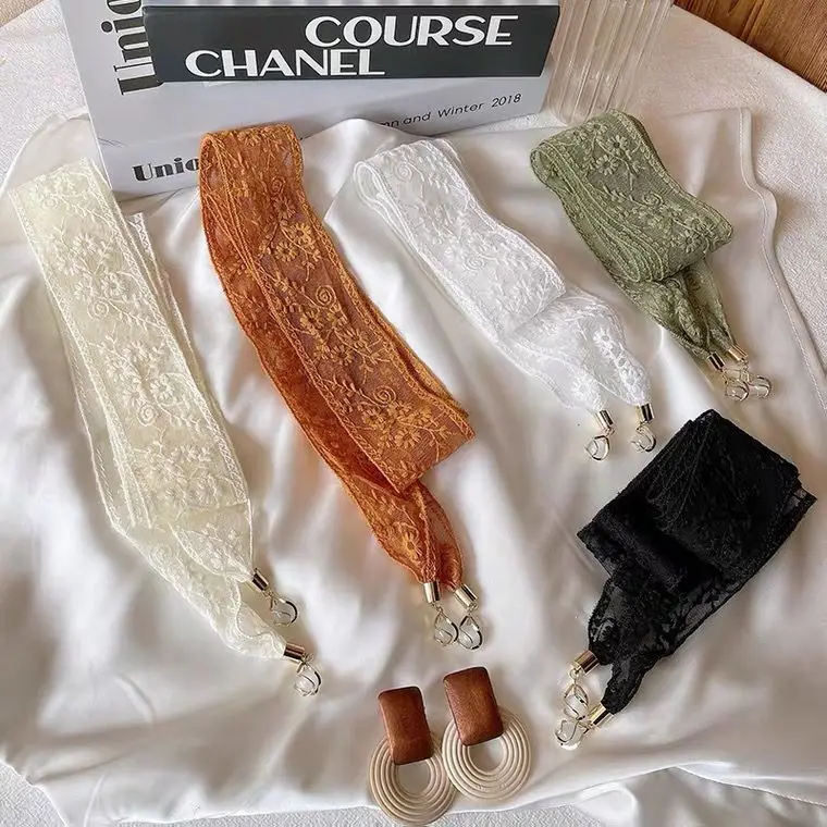 Women Hair Ribbon French Pendant Lace Braided Green Color Simple Hair Band Chic Headwear Hollowed-out Exquisite Flowers Hair Tie
