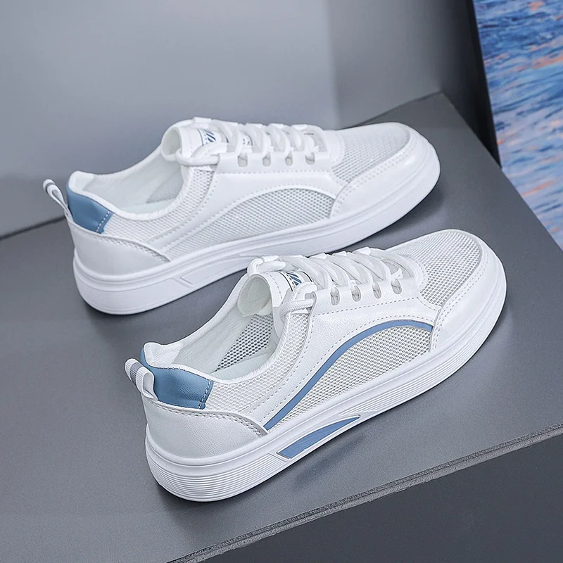 Women's Shoes Comfortable Breathable Casual Sports Outdoor Mesh White Board Shoes Green Detail Lightweight Casual Footwear