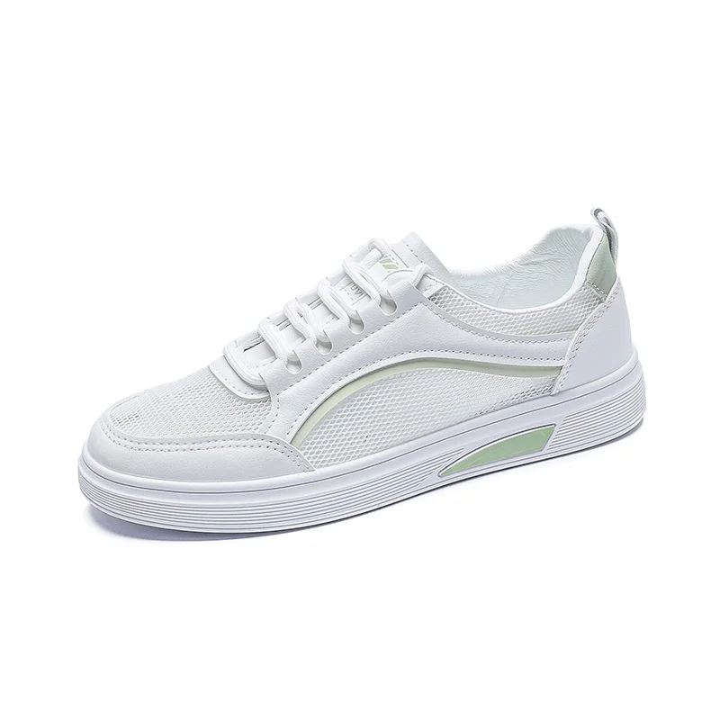 Women's Shoes Comfortable Breathable Casual Sports Outdoor Mesh White Board Shoes Green Detail Lightweight Casual Footwear