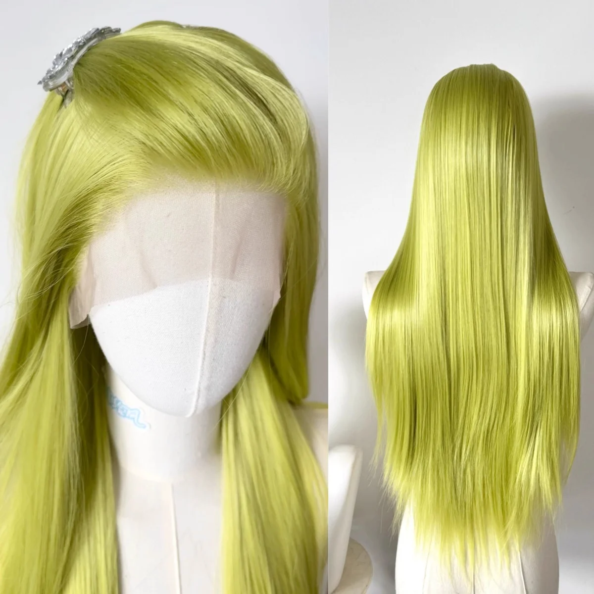 Olive Green Gemstone Green Lace Front Wig Long Straight Hair 13*4 HD Lace Frontal Wigs for Cosplay Lolita Synthetic Lace Wigs
