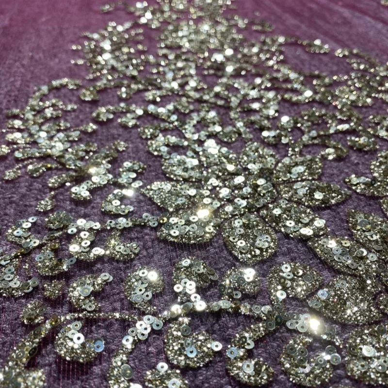 10 Yards Dark Green Fadhion Africa Glitter Fabric Embroidery Net Lace Glued Glitter Sequins Wedding Party Spray gold Tull fabric
