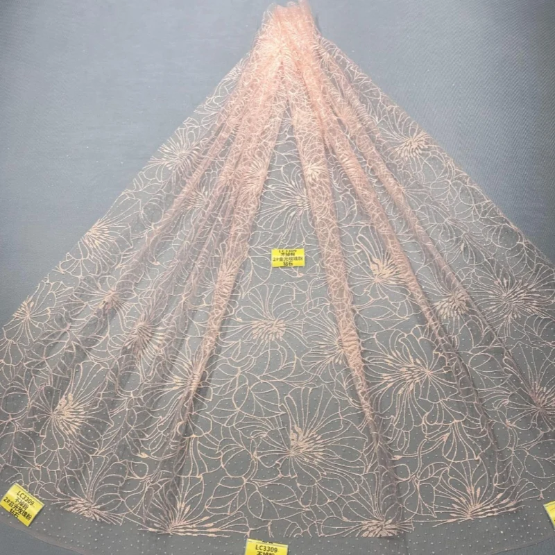 2026 Light Green Hot Sale Fadhion Design Africa Glitter Fabric Embroidery Net Lace With Glued Glitter Sequins Wedding Or Party