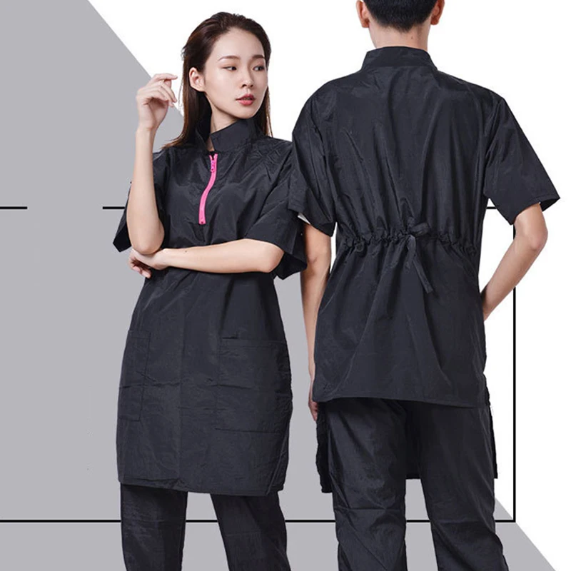 Pet Grooming Clothing Waterproof Work Clothes For Pet Stores Short Sleeve Tops Anti Hair And Anti-static Pet Groomer Uniform