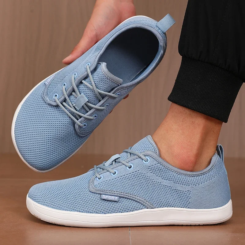 Summer Breathable Women's Flat Shoes Lightweight Mesh Comfortable Walking Shoes Men's Wide Foot Soft Sole Casual Wear Bare Foot