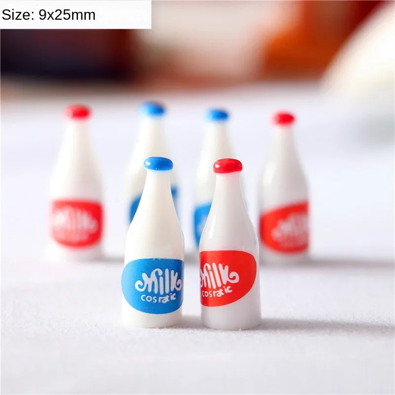 Mini 3pcs Blue Red Milk Bottle 1/12 Dollhouse Drink Food Miniature Scale Kitchen Home Decor Doll Accessories Figurines