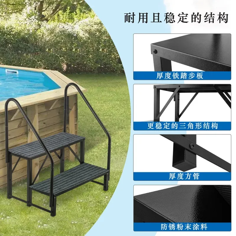 Portable Aluminum Step Ladder for RV Camper Van Bathroom Non Slip Folding Stool Heavy Duty Accessory for Home Kitchen Use