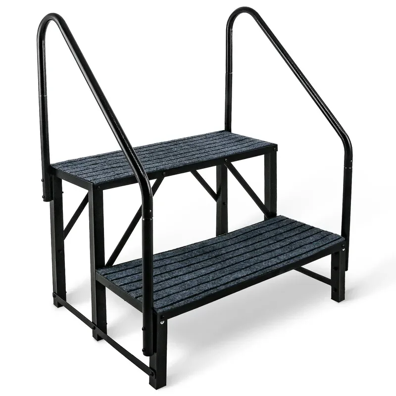 Portable Aluminum Step Ladder for RV Camper Van Bathroom Non Slip Folding Stool Heavy Duty Accessory for Home Kitchen Use