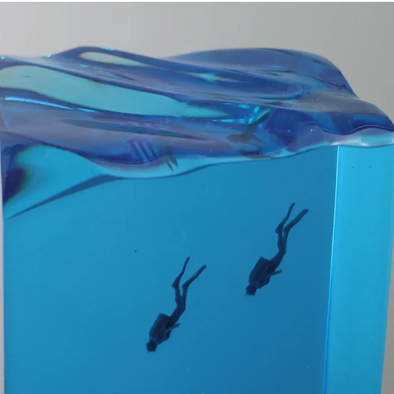 NEW Marine Art Home Decorations Handicrafts Wooden Resin Sculptures Cave-like Whale Diver Tabletop Luminous Ornaments