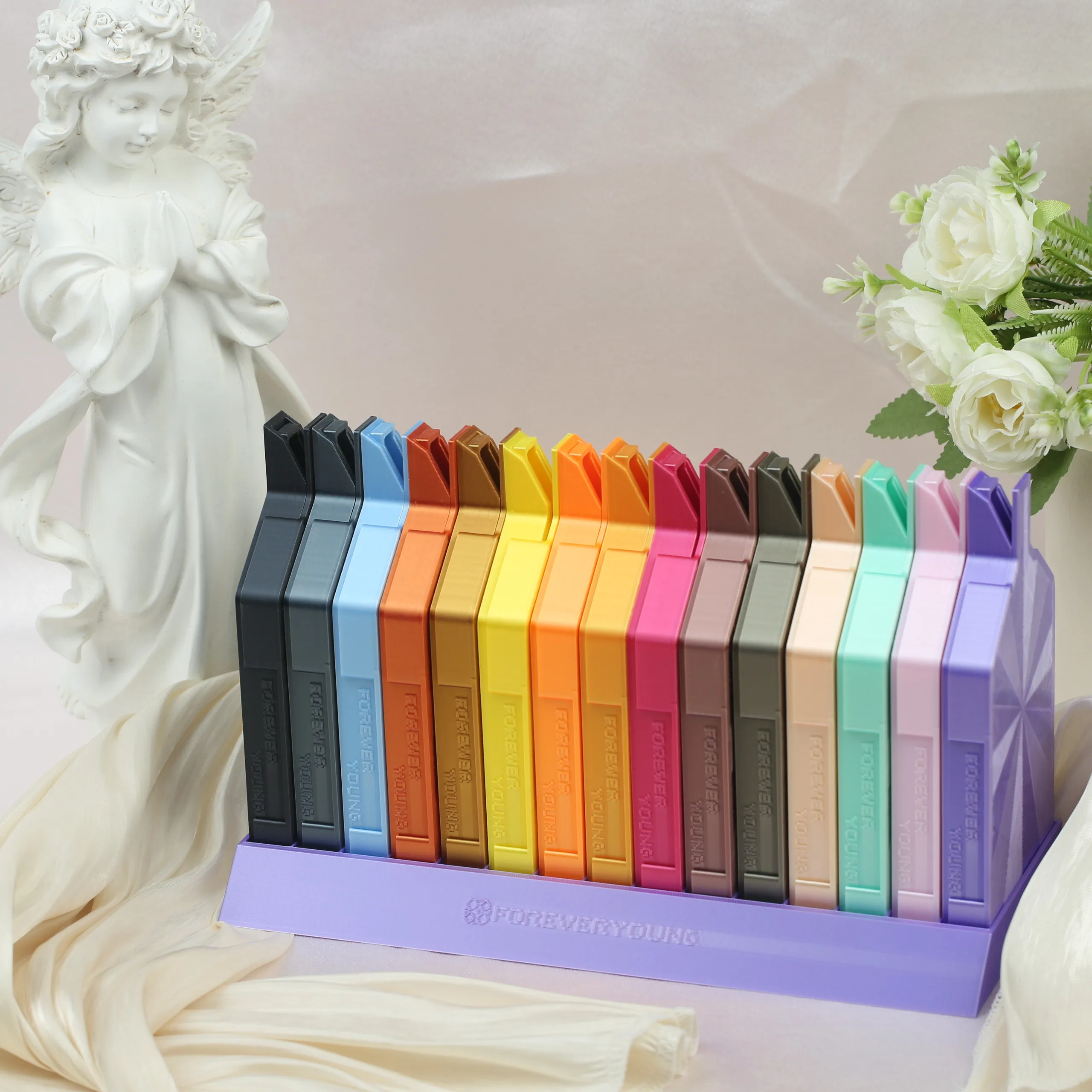 ForeverYoung Single Row Purple Slope Diamond Painting Tray Storage Box Diamond Painting Tool Accessories（Purple Rack Only）