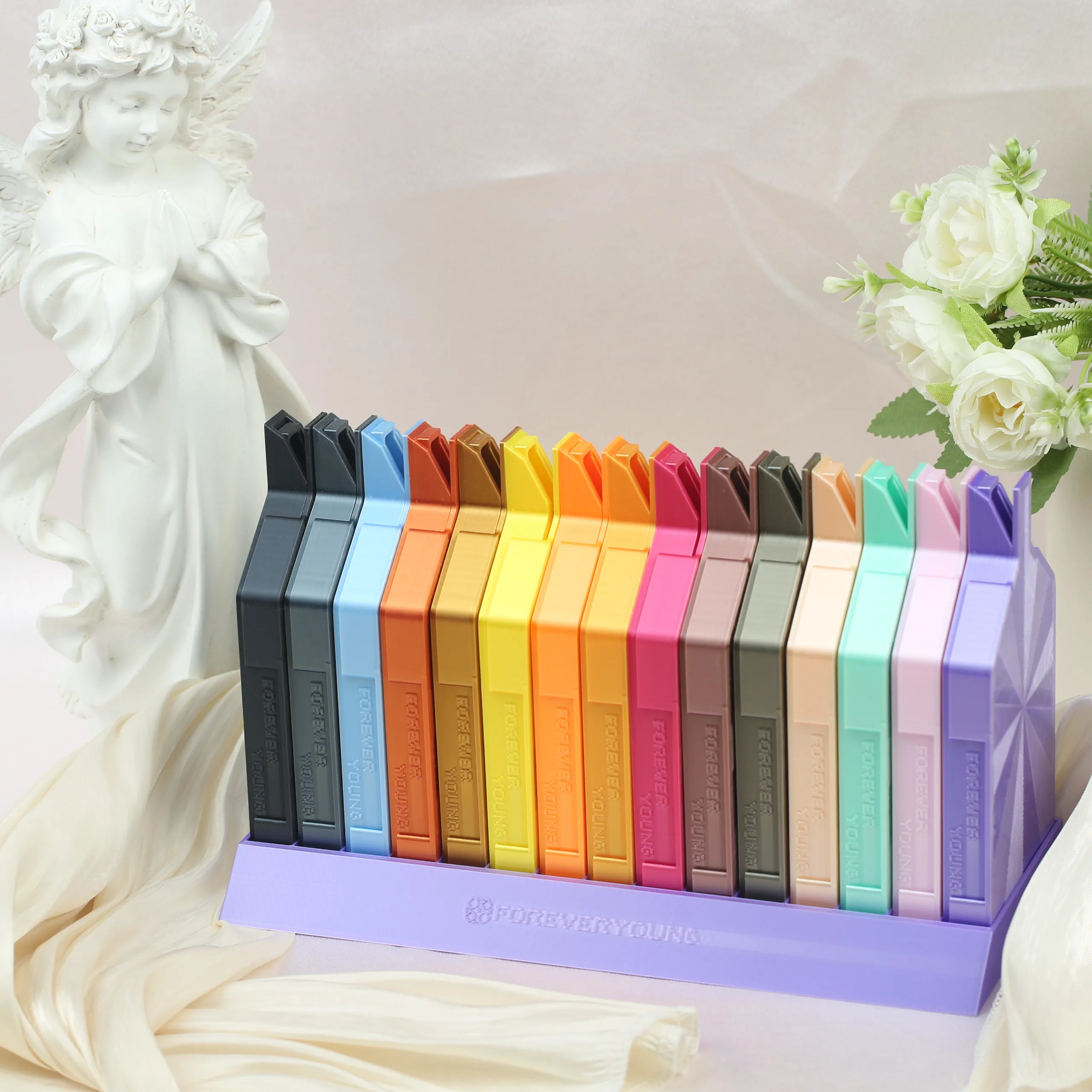 ForeverYoung Single Row Purple Slope Diamond Painting Tray Storage Box Diamond Painting Tool Accessories（Purple Rack Only）