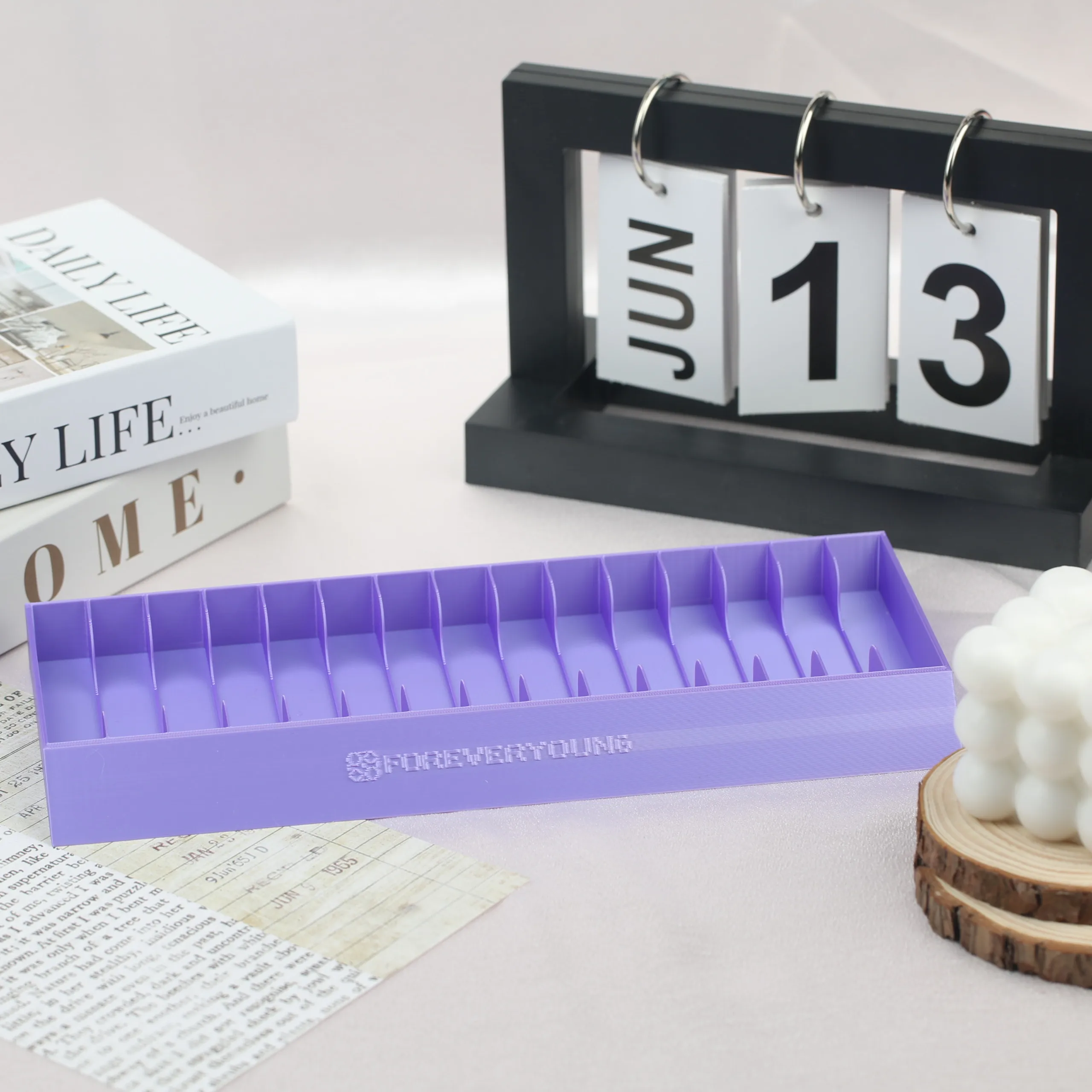 ForeverYoung Single Row Purple Slope Diamond Painting Tray Storage Box Diamond Painting Tool Accessories（Purple Rack Only）