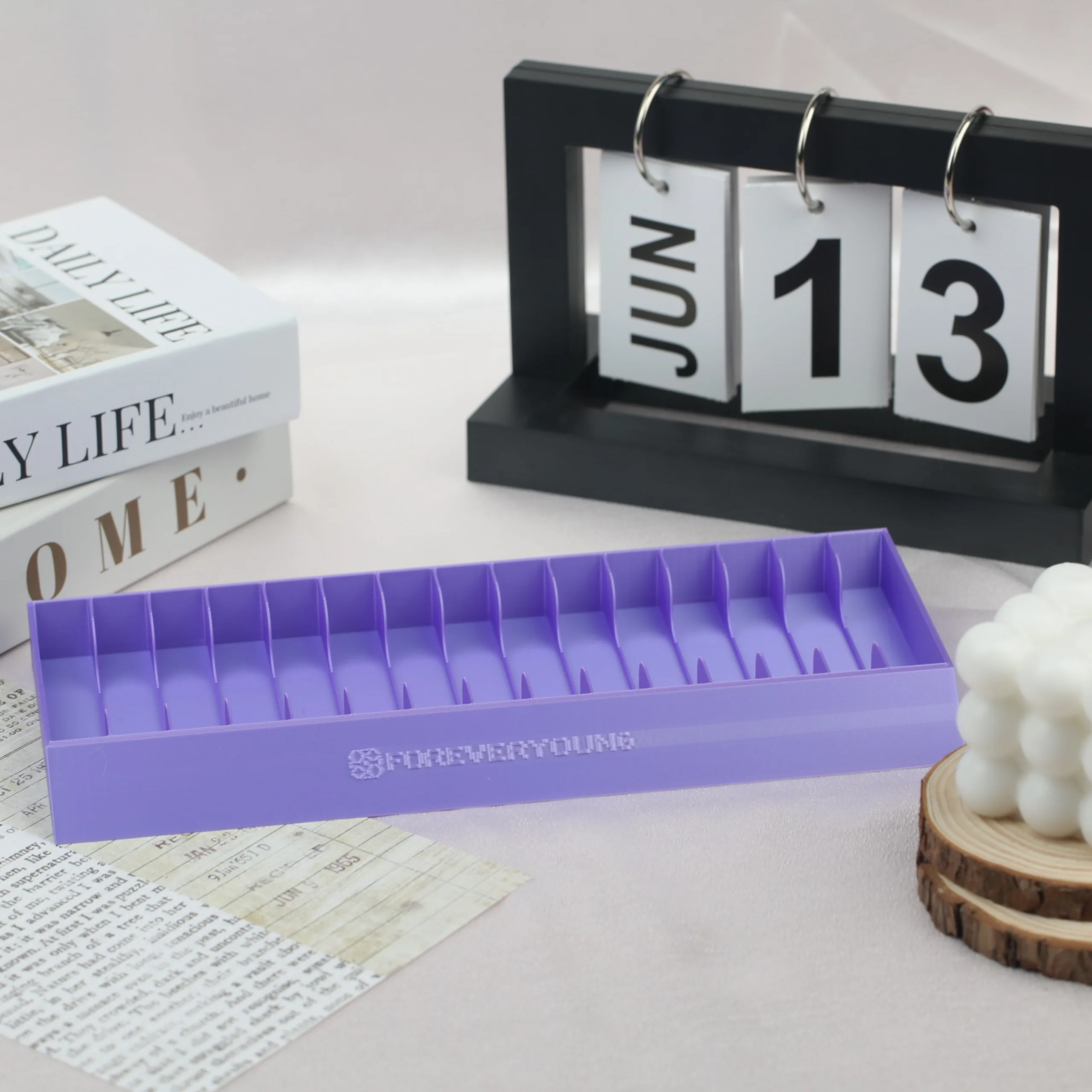 ForeverYoung Single Row Purple Slope Diamond Painting Tray Storage Box Diamond Painting Tool Accessories（Purple Rack Only）